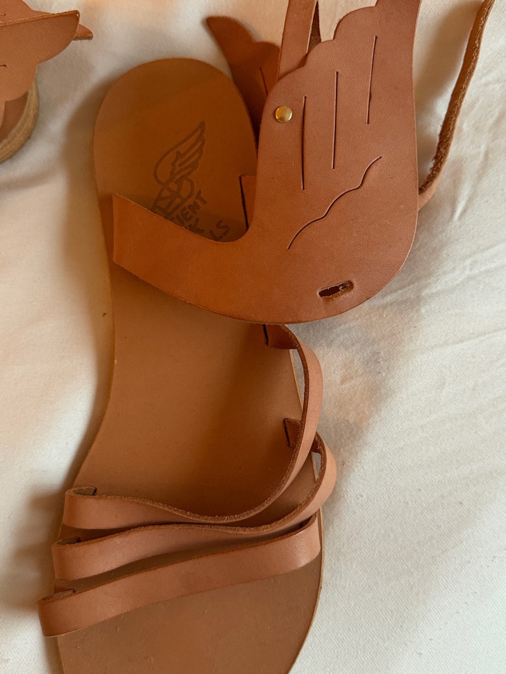 Ancient Greek Sandals Tan Leather Strappy Flats